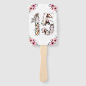 15誕生日フォトコラージピンクガールフラワーホワイト ハンドファン (正面)