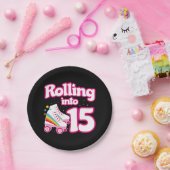 15誕生日ローラースケートで滑る15歳スケート ペーパープレート (パーティー)