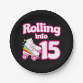 15誕生日ローラースケートで滑る15歳スケート ペーパープレート (正面)