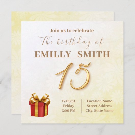 15誕生日募集 招待状 (正面/裏面)