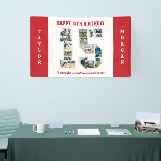 15誕生日周年記念15写真コラージュ 横断幕 (トレードショー)