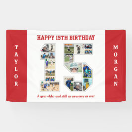 15誕生日周年記念15写真コラージュ 横断幕