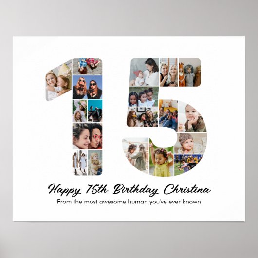 15誕生日番号15フォトコラージュ写真 ポスター (正面)