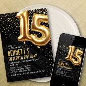 15誕生日金ゴールドブラック招待状 招待状
