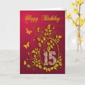 15誕生日金蝶 カード (黄色い花)
