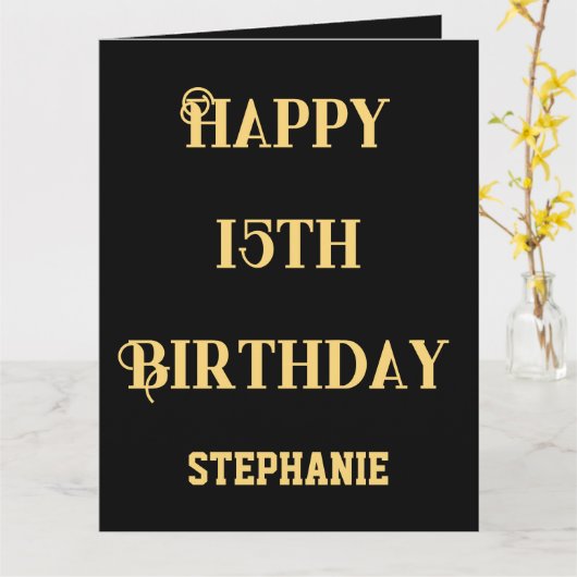 15誕生日15代目の名前メッセージ カード (黄色い花)