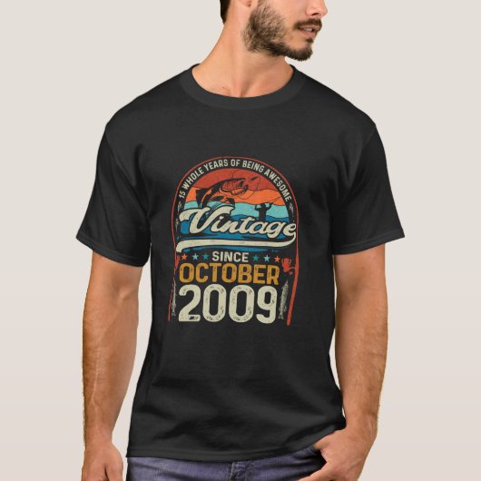 15誕生日15歳の魚釣り愛好家生まれOcto Tシャツ (正面)