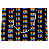 15誕生日:おもしろいレインボーイベント第15パターン ラージペーパーバッグ (正面)