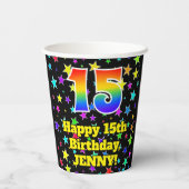 15誕生日:おもしろい星形と虹15 紙コップ (裏面)
