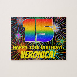 15誕生日:おもしろい、お祝カラフルい花火 ジグソーパズル