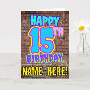 15誕生日-おもしろい、アーバングラフィティインスパイアルック カード