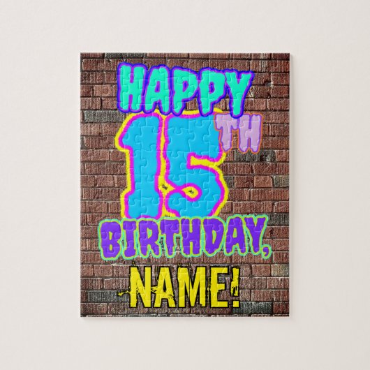 15誕生日~おもしろい、アーバングラフィティインスパイアルック ジグソーパズル (縦)