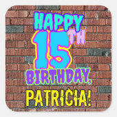 15誕生日-おもしろい、アーバングラフィティインスパイアルック スクエアシール (正面)