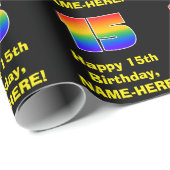 15誕生日:おもしろい、カラフルレインボーインスパイア# 15 ラッピングペーパー (ロールコーナー)