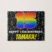 15誕生日:おもしろい、カラフル星野パターン ジグソーパズル (横)
