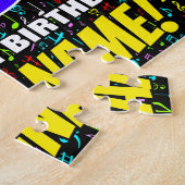 15誕生日:おもしろい、カラフル音楽シンボル、「15」 ジグソーパズル (側面)