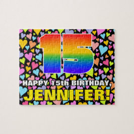 15誕生日—おもしろい、愛するハートシェイプ+「15」 ジグソーパズル