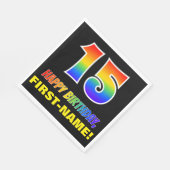 15誕生日:はっきりした,おもしろい,シンプル虹, 15 スタンダードランチョンナプキン (角)