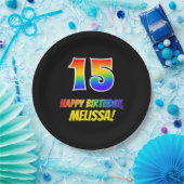 15誕生日:はっきりした,おもしろい,シンプル虹， 15 ペーパープレート (パーティー)