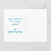 15誕生日:はっきりした,おもしろい,シンプル虹, 15 ポストカード (裏面)