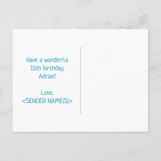 15誕生日:はっきりした,おもしろい,シンプル虹， 15 ポストカード (裏面)