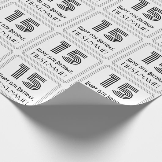 15誕生日:アールデコインスパイアスタイル「15」 +名前 ラッピングペーパー (角)
