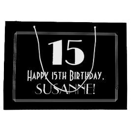 15誕生日:アールデコインスパイアスタイル「15」、名前 ラージペーパーバッグ