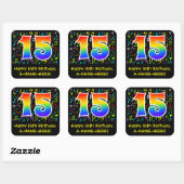 15誕生日:カラフル音楽シンボル、レインボー15 スクエアシール (シート)