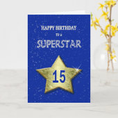 15誕生日(スーパースター) カード (黄色い花)