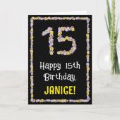 15誕生日:フローラ花数名前をカスタムする カード (正面)