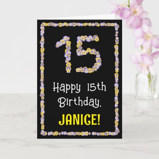 15誕生日:フローラ花数名前をカスタムする カード (蘭)