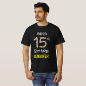 15誕生日:フローラ花数"15" +名前 Tシャツ (正面フル)