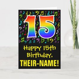 15誕生日:ミュージックカラフルシンボル+レインボー15 カード