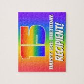 15誕生日— 数々の色のレインボーパターン「15」 ジグソーパズル (縦)