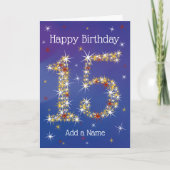 15誕生日 – 第15期星 – 青 – 年齢15 カード (正面)