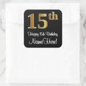 15誕生日 – 豪華エレガントなフェイク金ゴールドルック# スクエアシール (バッグ)