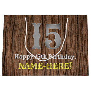 15誕生日: Country インスパイア Western Look, Name ラージペーパーバッグ