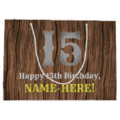 15誕生日: Country インスパイア Western  Look, Name ラージペーパーバッグ (裏面)