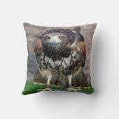 #15赤い後につかれたタカ肉食鳥 クッション (裏面)