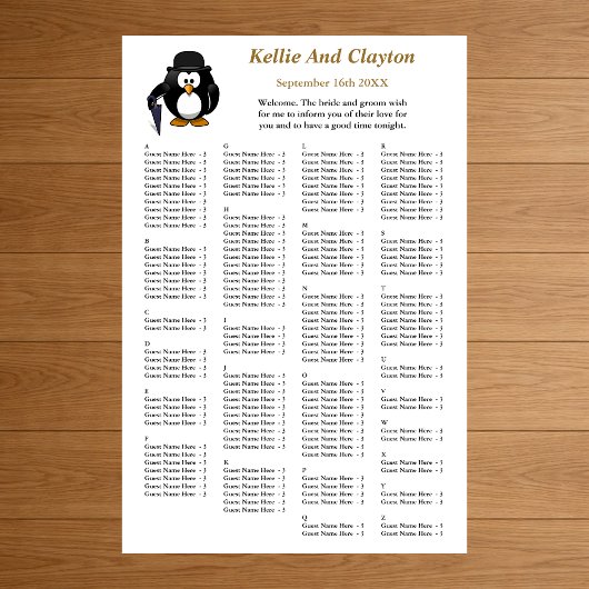 150ペおもしろいンギン結婚グーター座席表 ポスター
