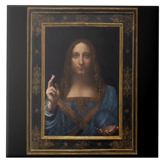 1500年頃レオナルド・ダ・ヴィンチ著Salvator Mundi タイル (正面)