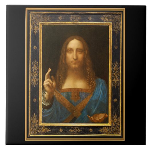 1500年頃レオナルド・ダ・ヴィンチ著Salvator Mundi タイル (正面)