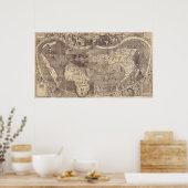 1507マーチンウォルドセエミュラーワールドマップ ポスター (キッチン)