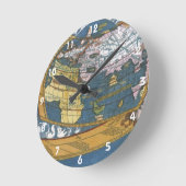 1507年のクレウシウス・プトレマイオス世界地図 ラウンド壁時計 (傾斜)