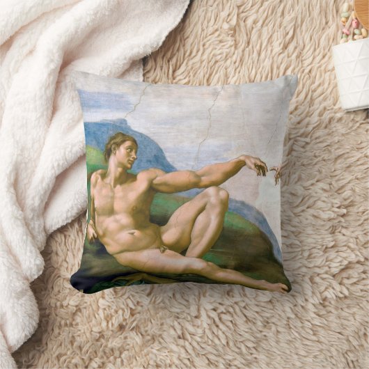 1508年~1512年、ミケランジェロのアダムの創造 クッション (ブランケット)