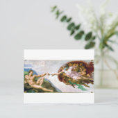 1508年～1512年、ミケランジェロのアダムの創造 ポストカード (スタンド正面)