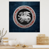 [150]アイスランドドラゴン、ランドヴェッティル[シルバー] ポスター (キッチン)