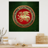 [150]アイスランドドラゴン、ランドヴェッティル[金ゴールド] ポスター (キッチン)