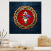 【150】赤と金ゴールドのローズクロス(バラクロワ) ポスター (キッチン)