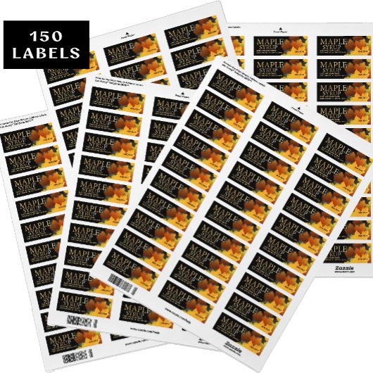 150 Colorful Maple Leaf Plastic Jug Syrup labels ラベル